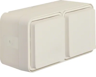 Obrázek produktu pro Zásuvka Hager SCHUKO AP, dvojitá, WNC144B, vodorovná s odklápěcím krytem, 4 vodiče, W.1, IP55,