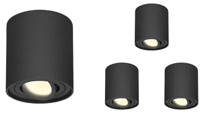 Produktbild von hoftronic LED Aufbaustrahler 4x4W 345lm 2700K Schwarz GU10 IP20