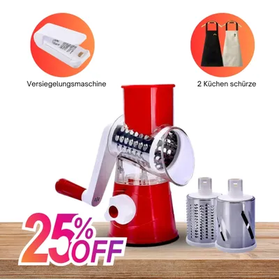 Produktbild von Multifunktions Chopper manuelle rotierende Reibe Gemüse Obst Cutter Küchengeräte + versieglungsmaschine +2 Küchen schürz