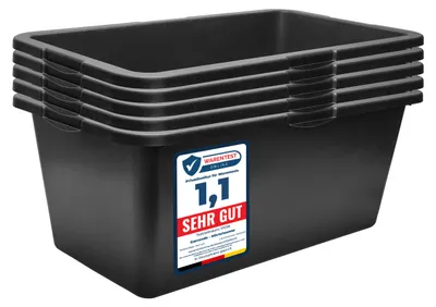 Produktbild von Garronda Mörtelwanne 5 Pack 60 L Rechteckig Mörtelkübel Kunststoffwanne – stabile Maurerkübel aus recyceltem PE Mörtelkasten für Beton, Garten oder Werkstatt GD-0169
