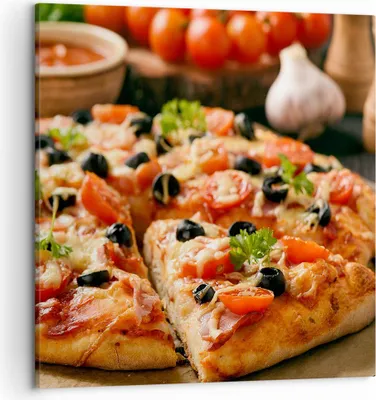 Produktbild von Bild auf Leinwand - Leinwandbild - Pizza Käse Tomaten - 50x50cm - Wand Bild - Wanddeko - Wandbilder - Leinwanddruck - Bilder - Kunstdruck - Wanddekoration - Leinwand bilder - Wandkunst - AC50x50-3907