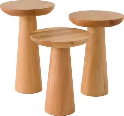 Produktbild von Set von 3 Beistelltischen aus Holz in Braun für modernes