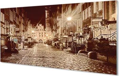 Produktbild von Glasbilder 140x70 Wandkunst Danzig Altstadt Nacht