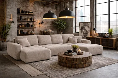 Produktbild von Kaiser Möbel Ecksofa mit Schlaffunktion und Bettkasten U-Form Ivo U XL, Cordstoff Poso, Dunkelbeige