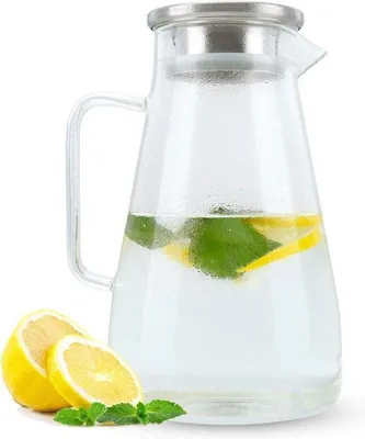 Productafbeelding van Famanu Karaffe, 1,8 liter - Hittebestendig, met handgreep en deksel, geschikt voor thee, koffie en water