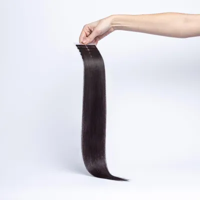 Produktbild von chaarmant Tape In Extensions Invisible Echthaar 55 cm 25 g – Haarverlängerung #1B Schwarzbraun