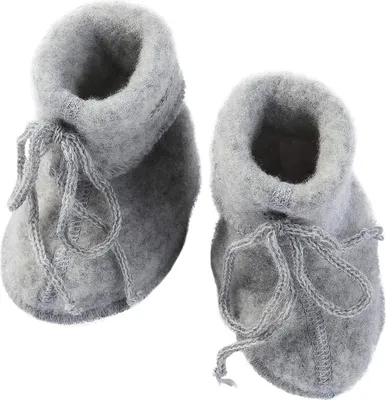 Produktbild von Engel Natur, Baby-Schühchen Fleece, 100% Wolle (kbT) (62/68-74/80, Hellgrau Melange) 15/18 EU Hellgrau Melange
