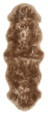 Teppich Schaffell Double in der Farbe Taupe, ca. 60 x 160 cm. 