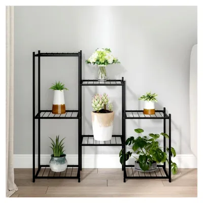 Produktbild von Blumenständer, 83 x 25 x 80 cm, schwarzes Eisen