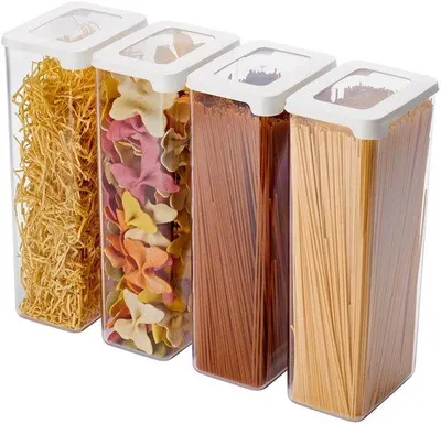 Immagine prodotto di Set di contenitori da cucina, 4 pezzi, 2,25 L, impilabili, senza BPA, lavabili in lavastoviglie, 12,5 x 9 x 28 cm