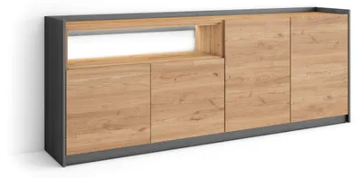 Produktbild von Sideboard Holzeffekt eiche und schwarz 207x37x80cm mit Led