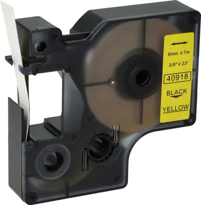 Produktbild von vhbw Schriftband-Kassette kompatibel mit Dymo LabelPoint 150, 300, 350, 200, 250, 100 Etiketten-Drucker 7m x 9mm Schwarz auf Gelb