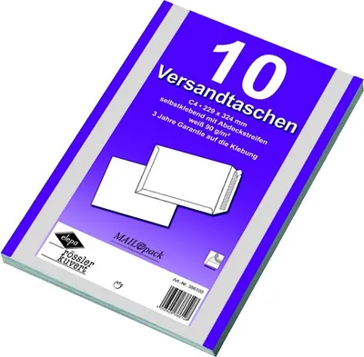 Produktbild von 10 Mailpack® Versandtaschen C4 Haftklebend weiss
