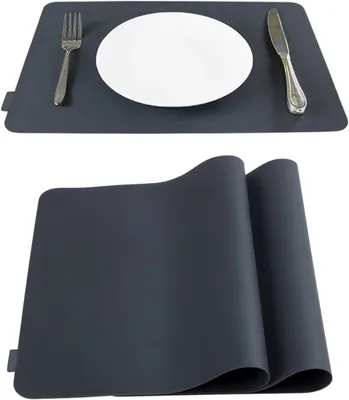 Imagen del producto de Juego de 2 individuales de silicona lavables, de 40 x 30 cm, antideslizantes, ideales para niños y para la cocina
