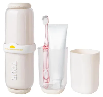 Image de Gobelet de voyage 4 en 1 pour brosses à dents, étui pour brosses à dents, récipient portable pour dentifrice, peigne