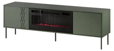 Produktbild von Cama RTV Schrank EF + Kamin schwarz TRESSE 180x40x54,5 matt grün, Grün, Partikelbord, Partikelbord, 1 Regale, Laminat, Matt