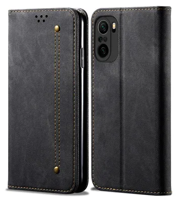 Immagine prodotto di Xiaomi Poco F3 Custodia, LaimTop Denim Pelle Portafoglio Chiusura Magnetica Flip Bookstyle Custodia Protettiva con Funzione Stand per Xiaomi Poco F3 Nero