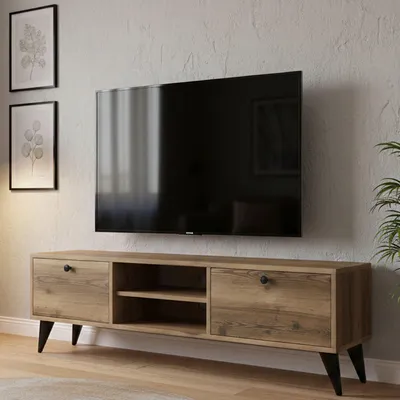 Immagine prodotto di Bloem - Mobile Porta tv, 138x30x43h cm Marrone Noce, 2 Ripiani