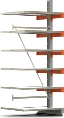 Produktbild von Doppelseitiges Kragarmregal, Anbauregal, mit Stahlfachböden, 2.500 x 1.000 x 920 mm (HxBxT), Nutztiefe 400 mm, Kragarmlast 1.100 kg, KARL basic