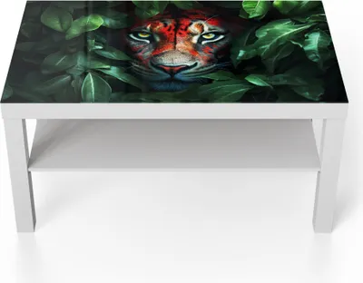 Produktbild von DEQORI Couchtisch 90x55 cm Weiß 'Dschungelblick' Glas Beistelltisch Glastisch modern