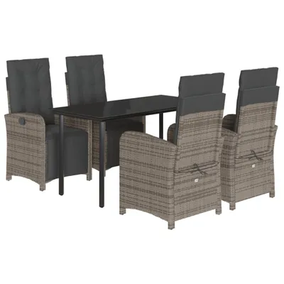 Image de vidaXL Ensemble de jardin 5 pièces avec coussins Gris Poly rotin