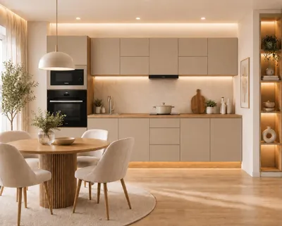Produktbild von Küchenzeile 360 cm Modulküche Winkelküche Küchenblock Einbauküche ohne Arbeitsplatte, LETANO Lovo 10 Beige mit Push-To-Open