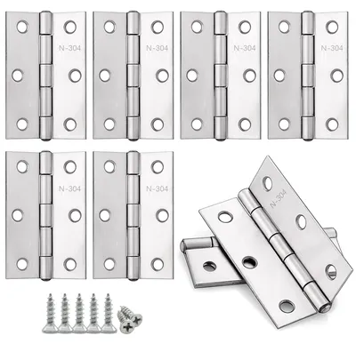 Zdjęcie produktu dla Zawias drzwiowy stal nierdzewna - 75 x 50 x 1,2 mm - 8 sztuk - Ze śrubami - Do drzwi, okien i szafek