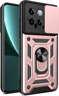 Produktbild von Hülle für Xiaomi 14 Pro Magnetische Ring Ständer Halter Dia Kameraschutz TPU Bumper Silikon Schutzhülle Rosa
