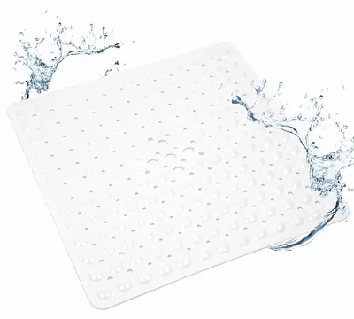 Obrázok produktu pre Protisklzová podložka do sprchy s prísavkami, vhodná na pranie v práčke, vyrobená z PVC, biela