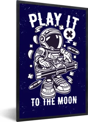Produktbild von MuchoWow® MuchoWow® Gerahmtes Poster Astronaut - Weltraum - DJ - Vintage 40x60 cm - Poster mit zchwarzem Bilderrahmen - Papierdruck - Wandbilder