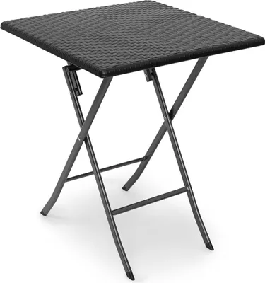 Produktbild von Relaxdays Gartentisch klappbar BASTIAN quadratisch H x B x T: 74 x 61,5 x 61,5 cm, Metall, Kunststoff, Rattan-Optik, schwarz