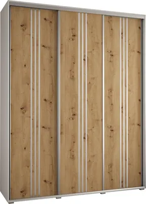 Produktbild von MEBLE KRYSPOL Cannes 6 Schrank mit 3 Schiebetüren - 205,2x200x45 cm - Weiß Artisan Silber