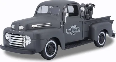 Immagine prodotto di Maisto 32185 - Modellino auto - Ford F1 Pick-Up '48 + Harley WLA Flathead '42 (nero, scala 1:24)