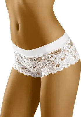 Produktbild von Wolbar Damen y Short-Strings Spitze Miederslip Slips Boxershorts WB194, weiß, XL