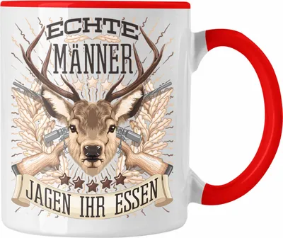 Produktbild von Trendation - Jäger Jagen Ihr Essen Tasse Geschenk für Jäger Becher Männer Spruch Jagd Jagen (Rot)