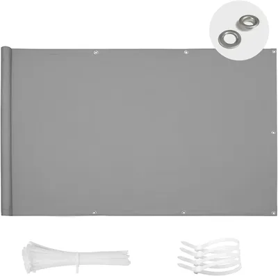 Produktbild von Balkon Sichtschutz 80 x 300 cm, Wasserfest, UV-beständig, Grau, für Balkon und Garten