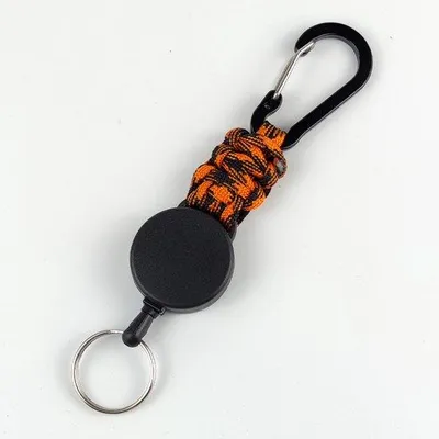 Image de Porte-clés 4 pièces, mousqueton, 65 cm rétractable, orange et noir