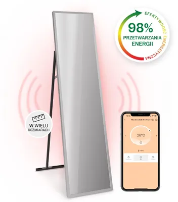 Zdjęcie produktu dla Klarstein Ogrzewanie na podczerwień, Lustrzane ogrzewanie na podczerwień, Urządzenie wolnostojące, Ogrzewanie z termostatem, Wykrywanie otwartego okna i sterowanie aplikacją, Bez CO2, IP24, 900 W