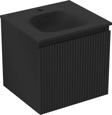 Immagine prodotto di Mexen Rivel mobile da bagno 50 cm con lavabo Vela, 1 cassetto, scanalato, nero opaco - 91A20-05047-1-BF71-W23M71