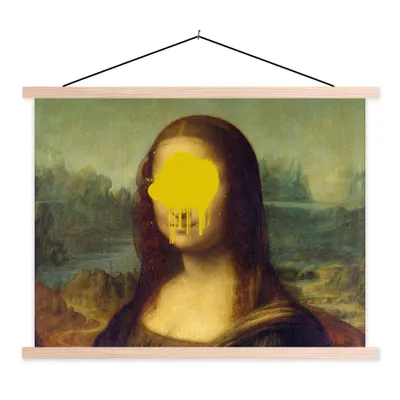 Produktbild von MuchoWow® Textilposter Mona Lisa - Leonardo da Vinci - Gemälde 120x90 cm mit holzfarbenen Rahmen - Magnetisch