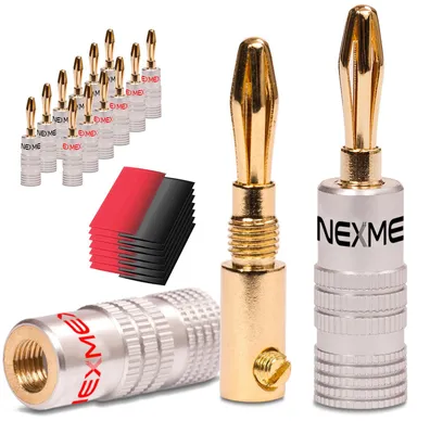 Produktbild von Bananenstecker mit Schrumpfschlauch vergoldet 14x Stecker NEXMEX Steckverbinder