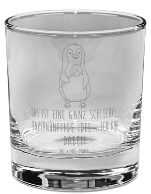 Produktbild von Mr. & Mrs. Panda Whiskyglas Pinguin Lolli - Transparent - Geschenk, Tumbler, Glas, Whisky, Unvernünftig, Süßigkeiten, Scotch, Old Fashioned, Pinguine, Spruch