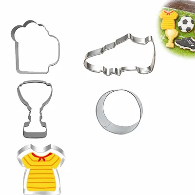 Fußball-Keksausstecher-Set, 5-teilig, Edelstahl, Backformen