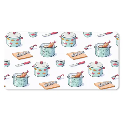 Produktbild von MuchoWow® Mauspad Mousepad Muster - Kochen - Fisch - Pfanne 60x30 cm - Mousepads - Maus Mat - Pad - Mausunterlage - Nachhaltig