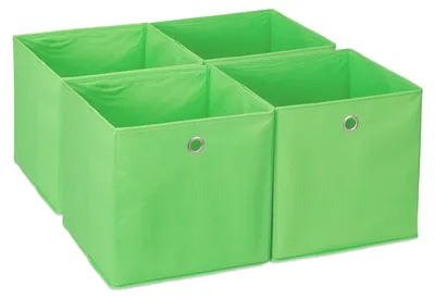 Image de Lot de 4 boîtes de rangement, étagères pliantes, H x l x P : 30 x 30 x 30 cm, avec poignées, boîtes pliables pour
