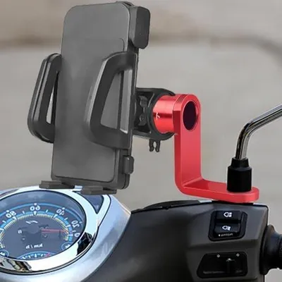 Produktbild von Spiegelverlängerung mit Telefonhalterung aus Aluminiumlegierung – multifunktionale Halterung für Motorrad-Rückspiegel