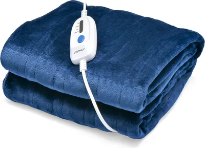 Produktbild von COSTWAY Heizdecke 4 Heizstufen, Beheizbare Decke 8H Timer, Elektrische Wärmedecke für Schlafzimmer Büro (180 x 130 cm, Blau)