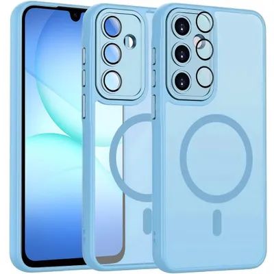 Image de Coque pour Samsung Galaxy A17 4G/5G, Protection avec Cercle Magnétique et Vitre Caméra Intégrée - Bleu