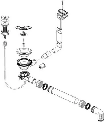 An exploded diagram showing the components of a BLANCO drain assembly.