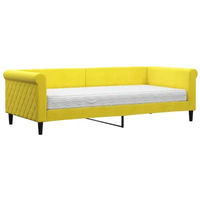 Image de vidaXL Lit de jour avec matelas jaune 90x200 cm velours